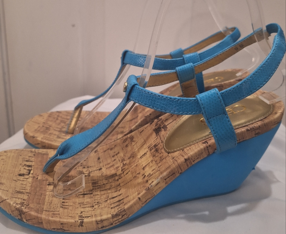 Chaps Blue Wedge Sandals
